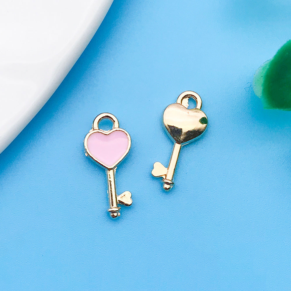 Wholesale Dripping Oil Girl Heart Pink Cartoon Cute Alloy DIY Necklace Bracelet Pendant